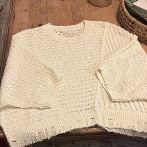 Pilcro Textured Cream Sweater